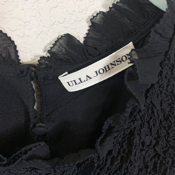 ULLA JOHNSON Black Silk Gia Dress Smocked 8 - Picture 5 of 10